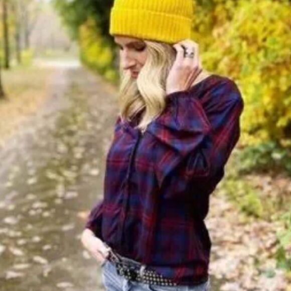 Cabi Caroling Top Plaid Style #4070 Shirt Blouse FALL XS - Picture 1 of 5
